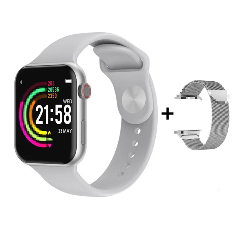 IWO 10 F10 Смарт-часы Полный сенсорный экран для сердечного ритма кровяное давление спортивный трекер фитнес-часы для Android IOS Телефон - Цвет: silver watch set