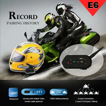 

Motorcycle Helmet Bluetooth Intercom Waterproof 6 Riders Communication System E7CA