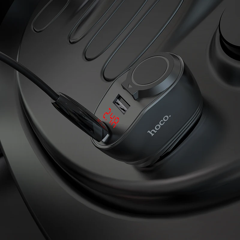 HOCO 96W Двойной Зарядное устройство USB+ слот для прикуривателя с светодиодный дисплей 3.1A быстрая зарядка автомобильное зарядное устройство адаптер для мобильного телефона