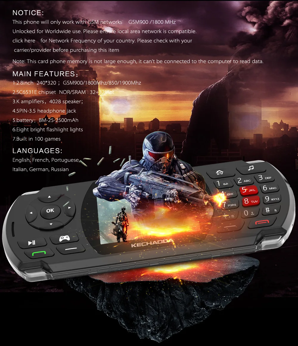 GUOPHONE K110 2 8 &quotSC6531E 32MB 2600mAh поддержка 32G игровой телефон 84 модели мобильных
