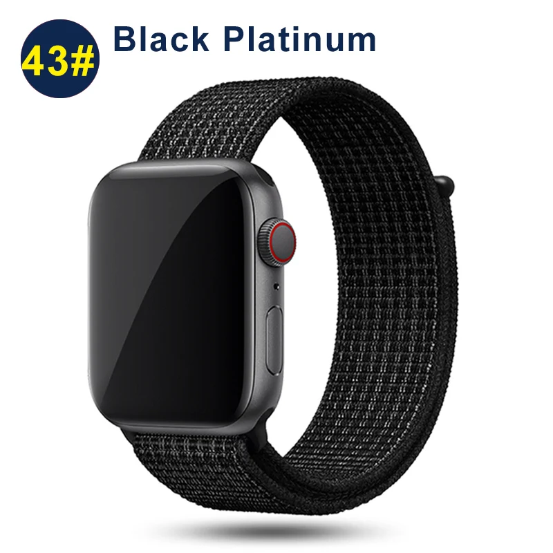 Нейлоновый спортивный ремешок для Apple Watch Series 5 4 3 44 мм 40 мм сменный ремешок iwatch 5 38 мм 3 2 Hyper - Цвет ремешка: Black Platinum