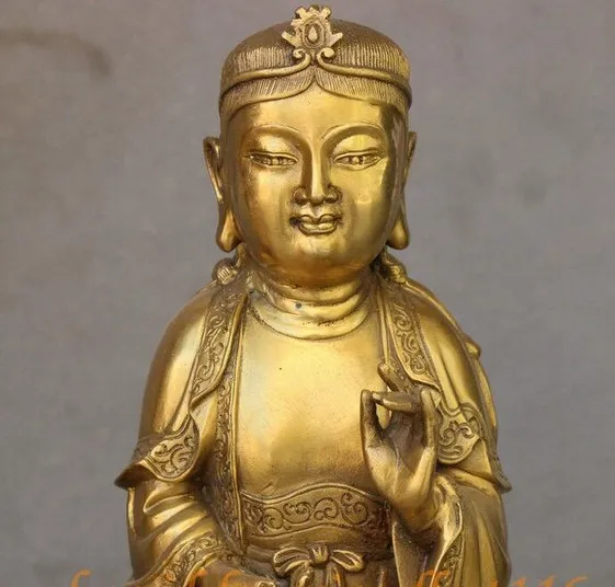 YM 308 Тибетский буддизм, латунь Manjuist WenShu PuXian GuanYin Лев Пара статуэток-слонов