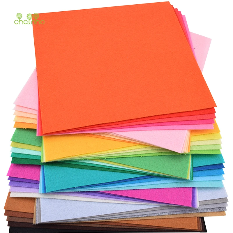 Chainho 1mm Thickness Felt Fabric,Mix 40pcs/lot,Nonwoven Polyester Cloth/Home Decoration For Sewing Dolls&Crafts 20x20cm/piece