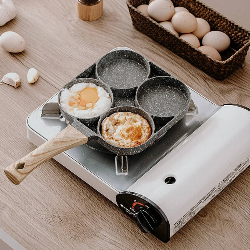 MyLifeUNIT Aluminum 4-Cup Egg Frying Pan, Non Stick Egg Cooker Pan