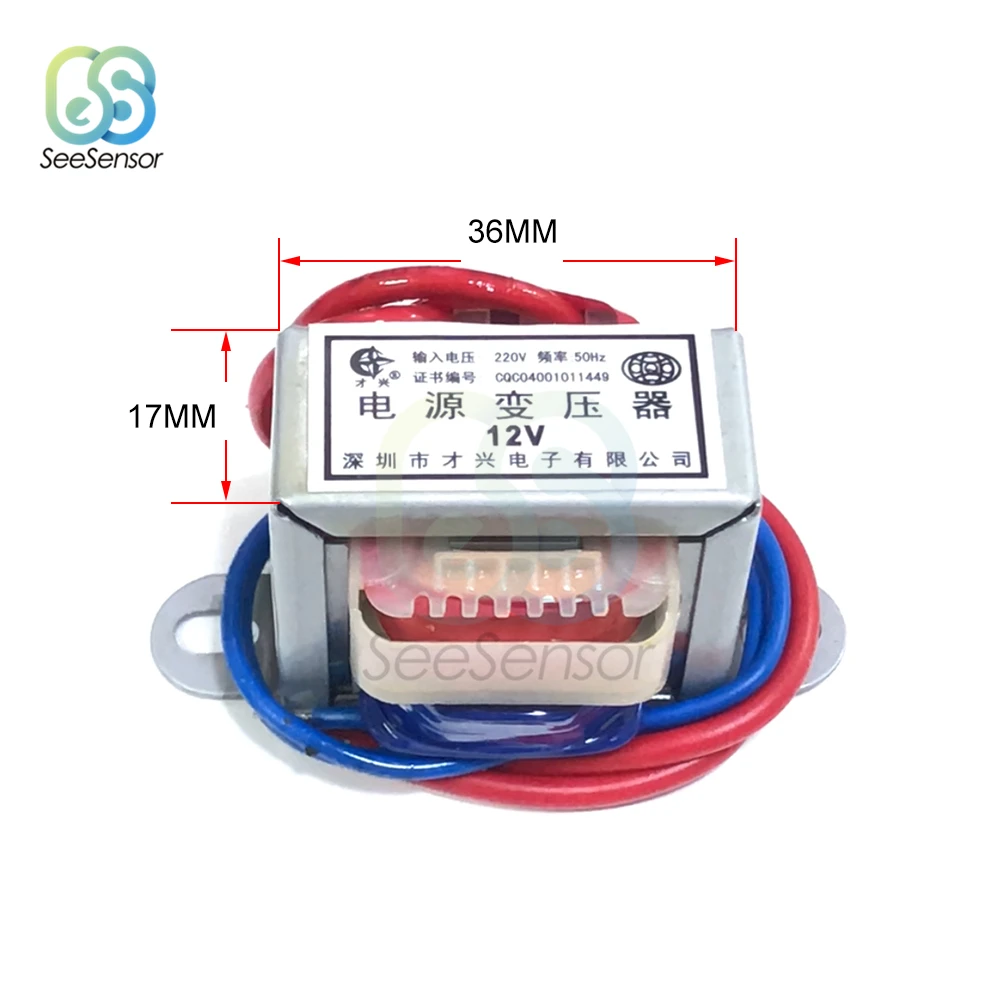 AC 6V-24V Output Voltage 2W EI Copper Core Input 220V 50Hz~60Hz Single Voltage 2 Line Copper Power Transformer power transformer
