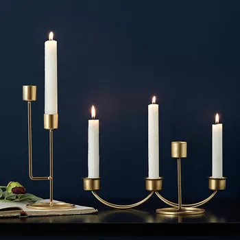

Glamour Stand Candlestick Table Metal Romantic Nordic Luxury Candle Holder Geometric Modern Portavelas Home Decoration JJ60ZT