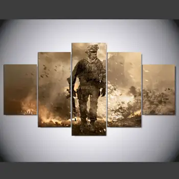 

Modern Decorative Painting 5 Panels Wall Art Canvas Painting Call of Duty Multi-picture Combination for Living Room
