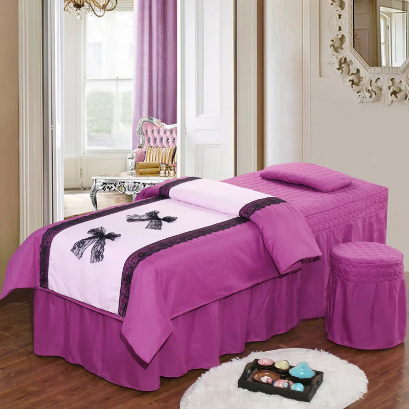 Beauty Bed Skirt Set cotton Bedding Sets Massage Spa Salon Use Duvet Cover Quilt thicken bedspread(4pcs set) | Дом и сад