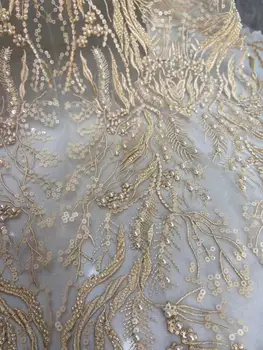 

good selling Nigerian Lace Fabric with beads super quality JIANXI.C-586809 french net fabric for nice dress