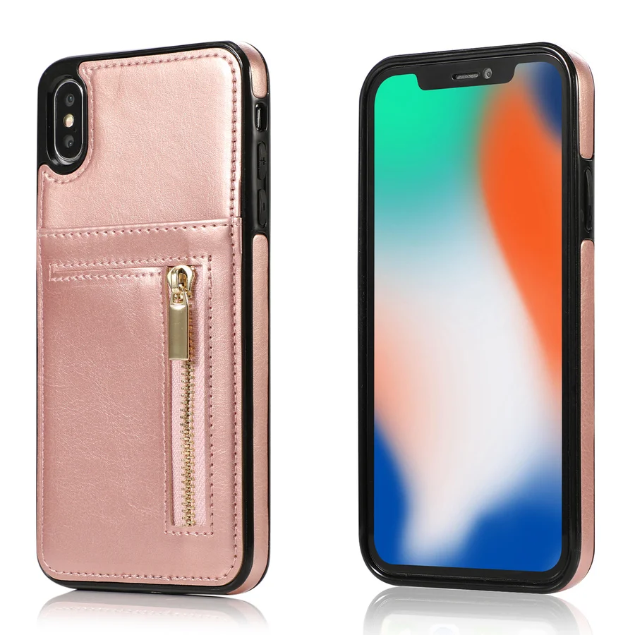 Тонкий кошелек на молнии, кошелек, чехол для iPhone Xr Xs Max 8 7 6 6s X Plus 5 5S Se Etui, кожаный держатель для карт, противоударный защитный чехол