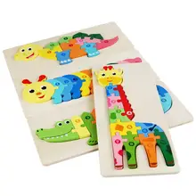 

Wooden Dinosaur Giraffe Animal Number Puzzle Block Children Kids Educational Toy Children's Wooden Educational Toys Montessori