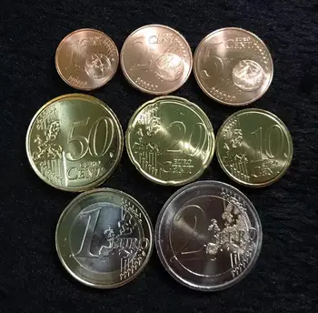 

Austria Set 8pcs 1 2 5 10 20 50 Cents 1 2 Eu Coins Europe Original Unc Coin New