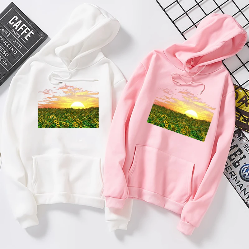 

Unisex Sad Sunflower Print Sportswear Hoodies Male Hip Hop Fleece Long Sleeve Hoodie Slim Fit student basic Sweatshirt Hoodies