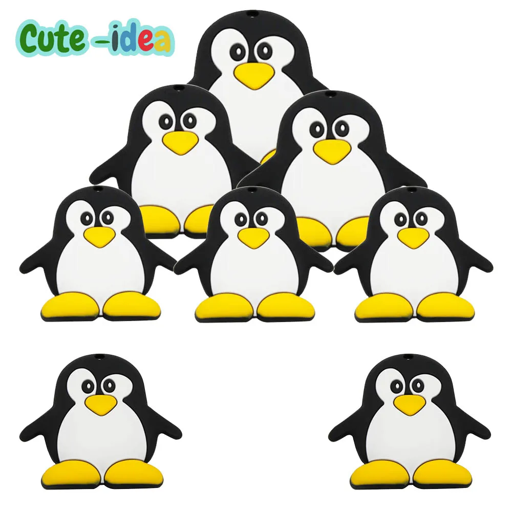 

Cute-idea 1pc Cartoon Penguin Teether Silicone Beads Baby Teething Food Grade Nursing Chewable Pacifier Chain Baby Toys DIY