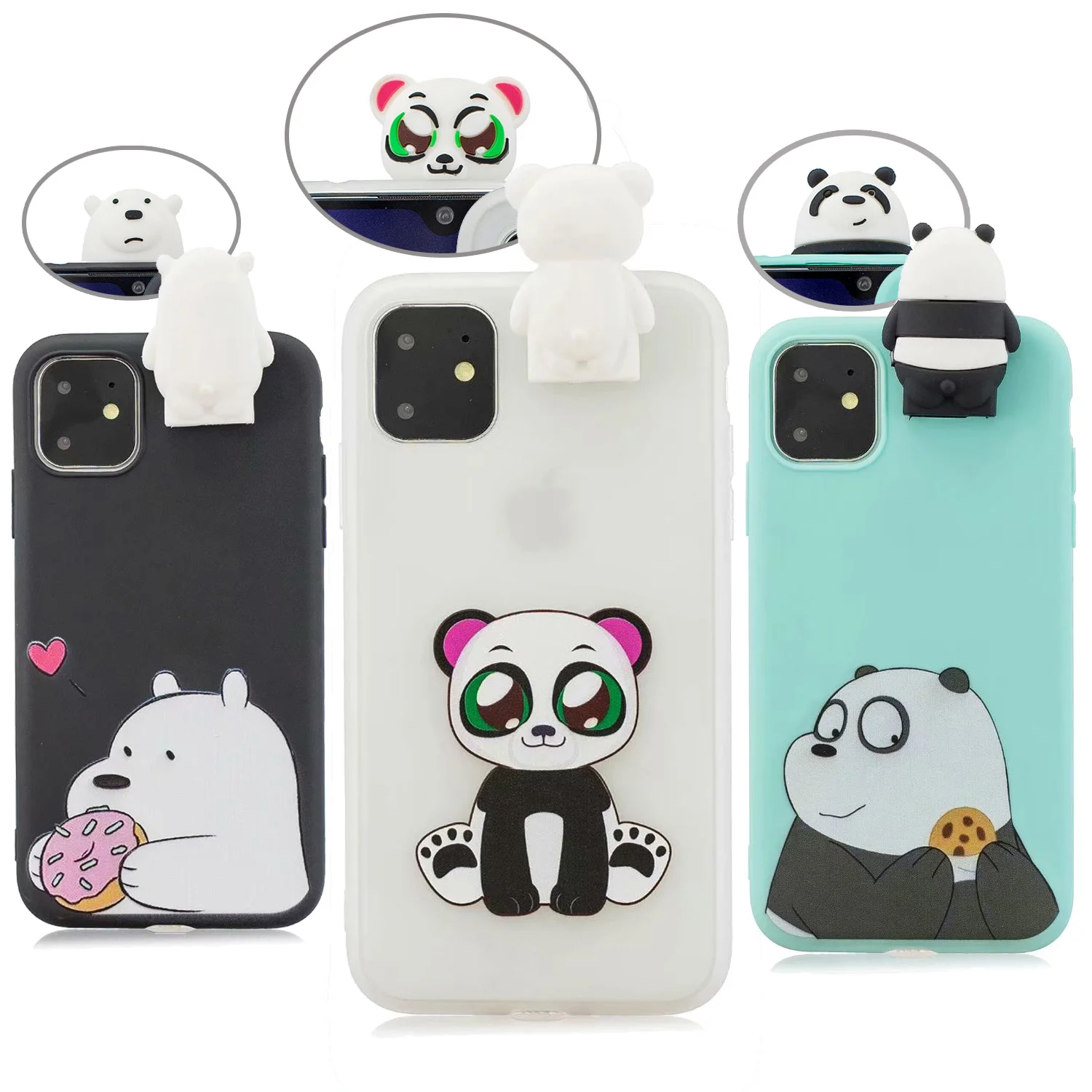 Для iphone 11 pro max чехол 3D милый Pandan bear Мягкий для телефона 5 5S SE 6 6S plus 7 8 X XR XS |