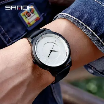 

SANDA Men's Watch Fashion Brand Luxury Luminous Quartz Watch Men Leather Male Clock Business Watch Geneva Relogio Masculino