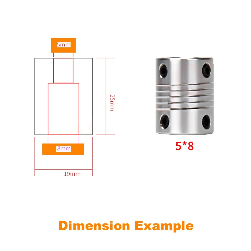 Fevas New Aluminum alloys Clamping Type Thread Winding Elastic Coupling for The servo and Stepper Motor Size D=20 L=25 D1=5mm D2=8mm Fevas New Aluminum alloys Clamping Type Thread Winding Elastic Coupling for The servo and Stepper Motor Size D=20 L=25 D1=5mm D2=8mm
