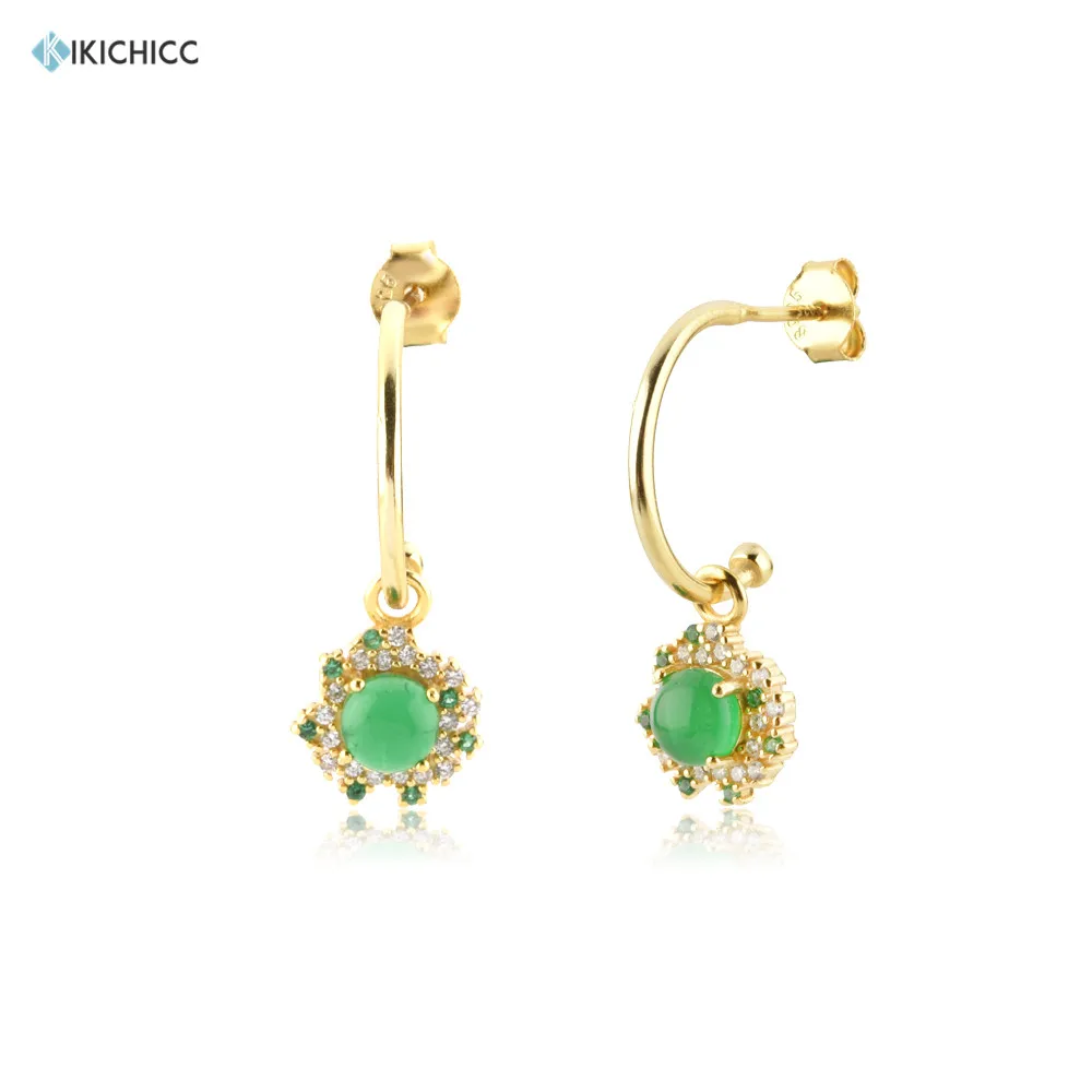 Kikichicc Argento Sterling 925 Oro Lofoten Isola Verde Arcobaleno Cz Orecchini Pendenti Zircone Rotondo Pendiente Gioielli Di Lusso Piercing
