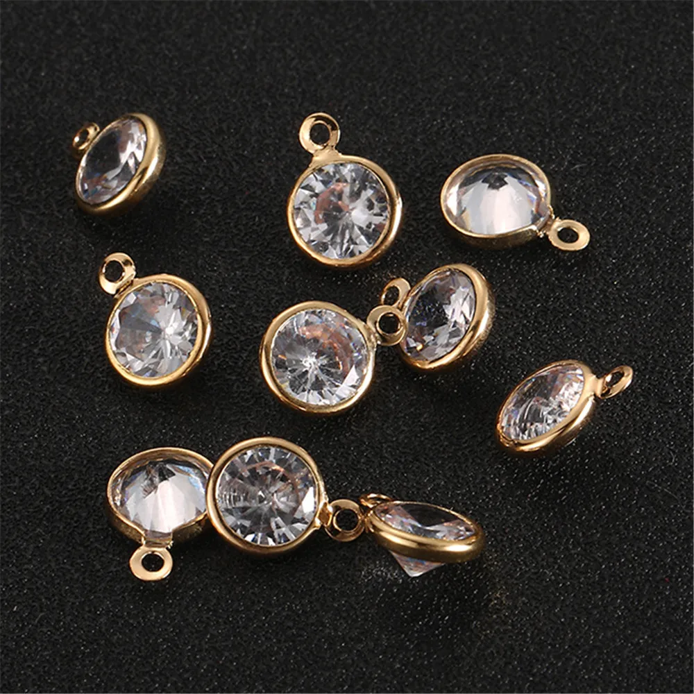 

20PCS/lot Gold Color Small Round Clear Crystal Zircon Charms For Jewelry Making Diy Shining Zircon Charms Pendants Accessories