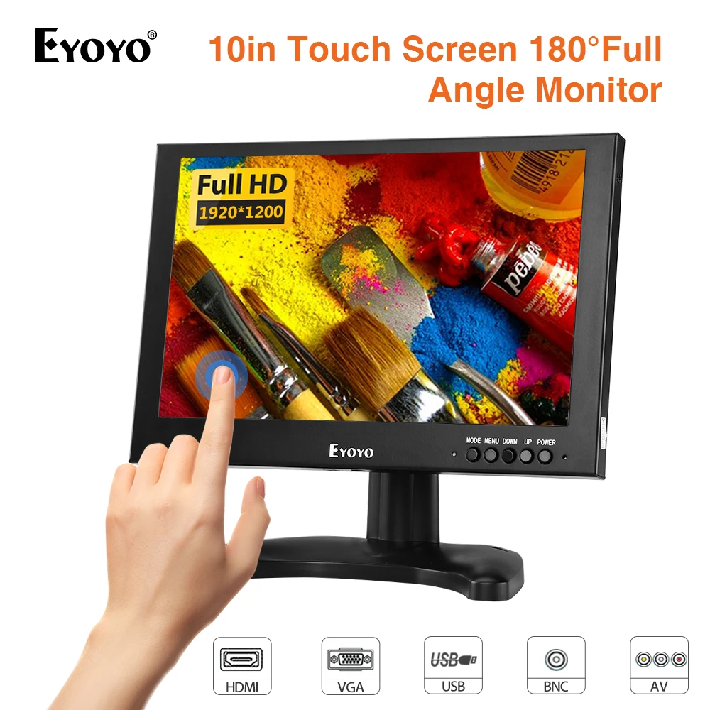 

EYOYO EM10G 10" IPS LCD Touch Screen Moniteur 1920x1200 BNC CCTV Monitor 16:10 With HDMI VGA AV USB for Security Camera DVD FPV