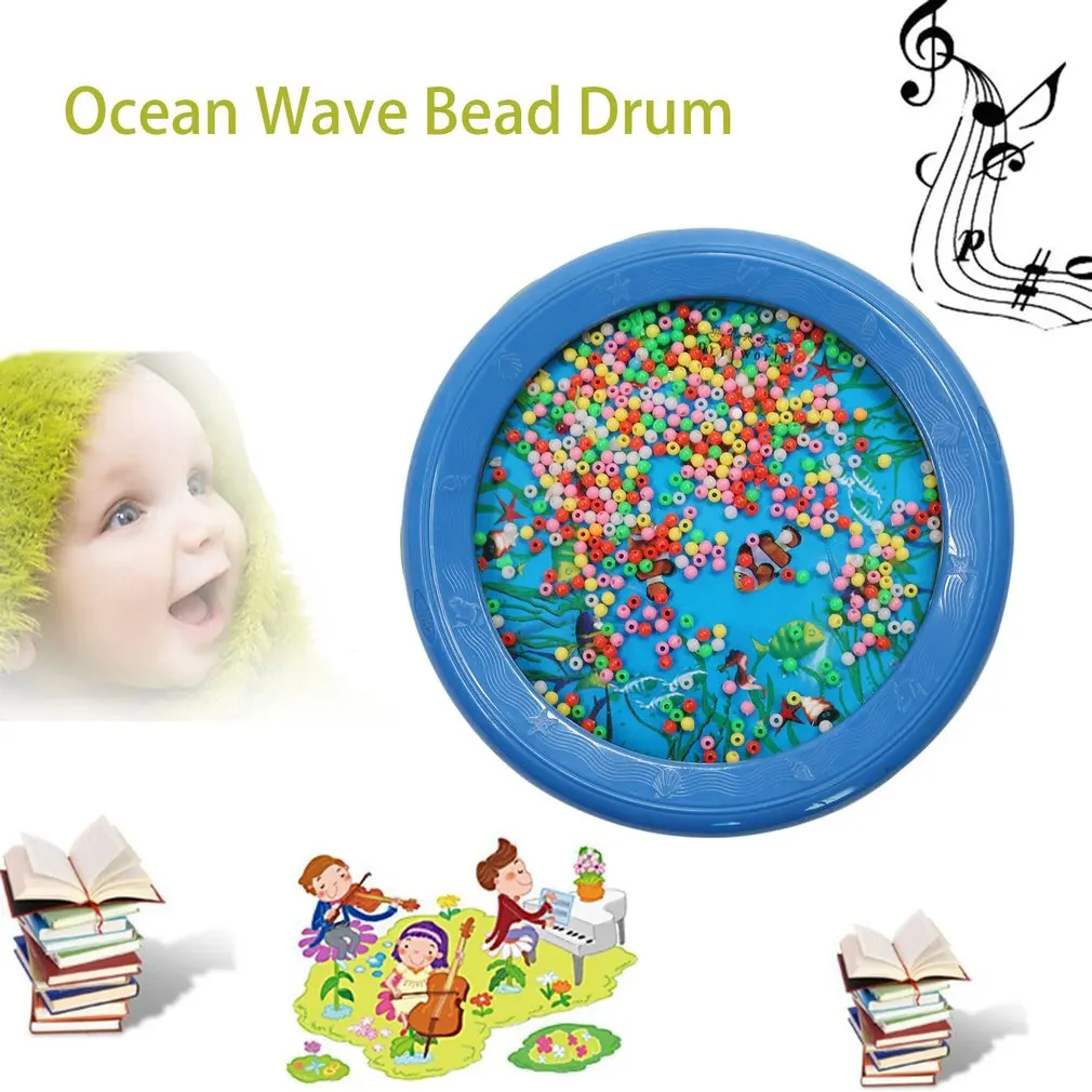TSAI Tambourine Ocean Wave Bead Drum Sea Sound Musical Educational Toys Attract Attention Learning Toys Gift for Child popular