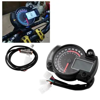 

7colors Display Oil Level Meter Modern Universal Motorcycle Digital Light LCD Speedometer Odometer Tachometer W/ Speed Sensor