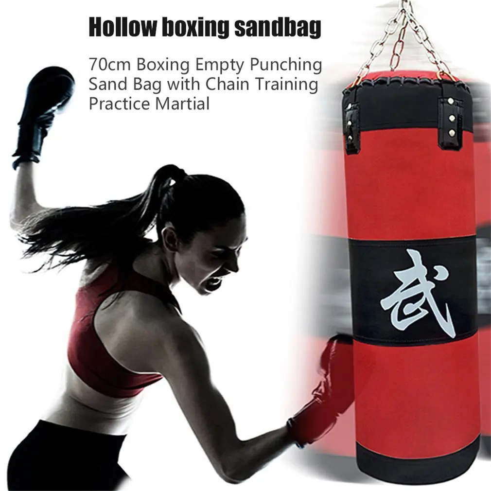 70cm Boxing Punching Bag Boxing Sandbags Striking Drop Hollow Empty Sand Bag Punch Target Training Fitness MMA Hook Hanging Kick