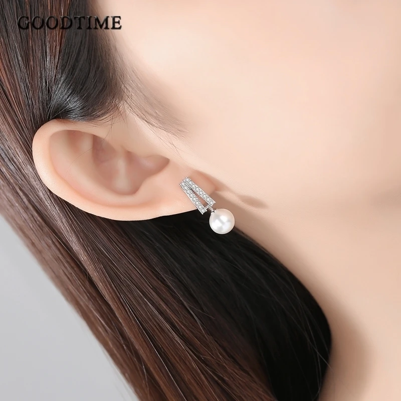 Trendy Women Earring Pure 925 Sterling Silver Earring Ear Wire Pearl Tassel Earrings Noble Rhinestone Zircon Earring For Girl