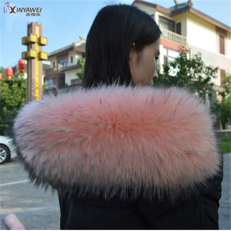 Natural Fur Collar 100% Real Raccoon Scarf For Men Women Children Parkas Coats Male Skins Necklaces Black 70 75 cm. |