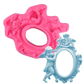 

Angel hand holding frame shaped fondant silicone mold Photo frame cake decoration mold Mousse Chocolate Mould
