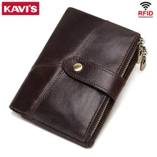 KAVIS Rfid мужской кошелек из натуральной кожи портмоне портфель мужской сумка для денег качественный дизайнерский маленький держатель карточек