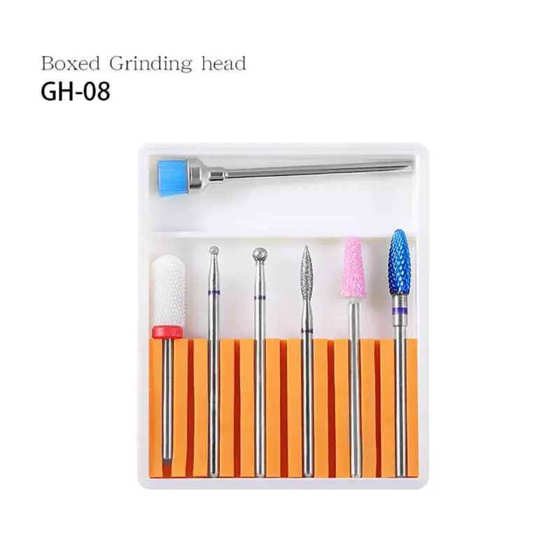 7Pcs Ceramic Bits Nail Drill Bit Set with Cleaning Brush High-quality Durable T4MB - Цвет: 8