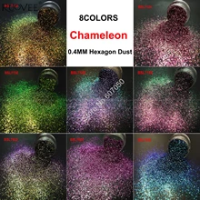 8 цветов Хамелеон Блестящий смешанный металлический блеск 0,4 мм Шестигранная форма пыль дизайн ногтей для крафт макияж Facepainting DIY аксессуары