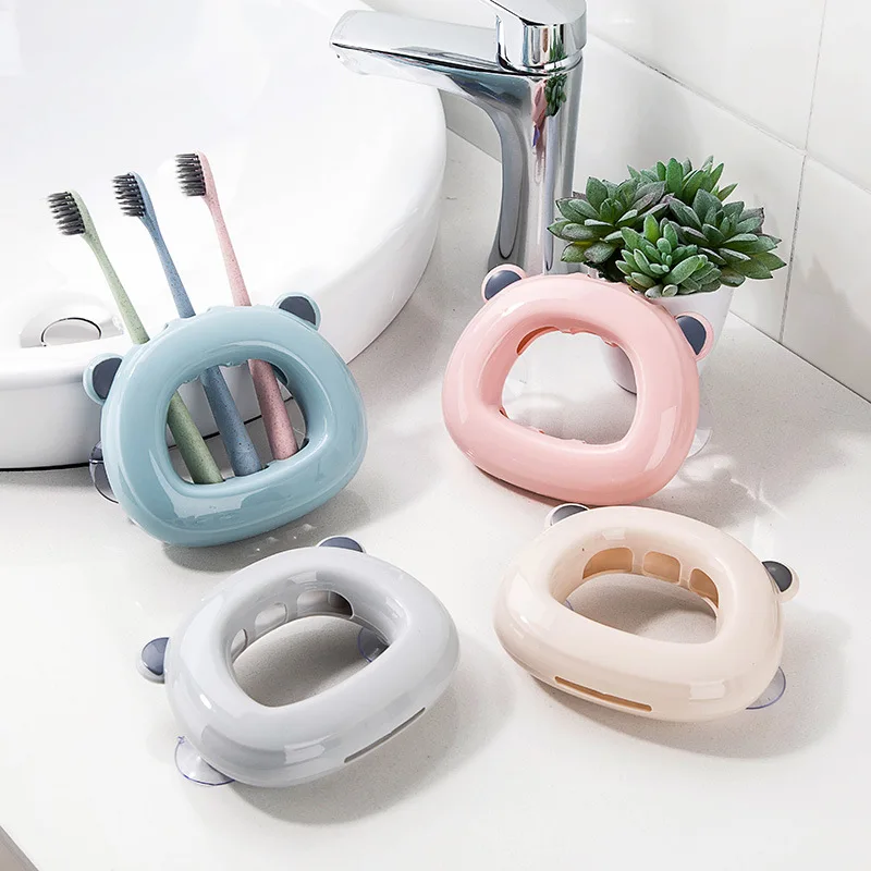 1pc Creative 4 Position Wall Suction Hooks Tooth Brush Holder Sucker Toothbrush Holder Space-saving Home Bathroom Sets