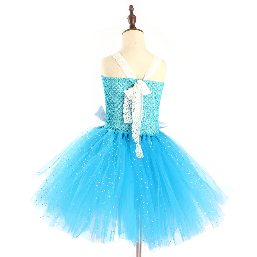 Snow Ice Princess Queen Girls Tutu Dress Glittery Sparkle Handmade Kids Halloween Party Birthday Fancy Dresses Elsa Clothes (14)
