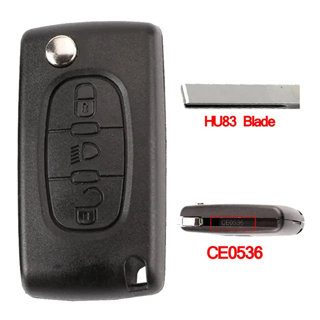 Jingyuqin Remote Flip Car Key Shell For Peugeot 206 408 1/2/3/4/5/6/807 Partner Citroen C1/2/3/4/5/6/7/8 Xsara Picasso CE0523/36 3B Lamp HU83 CE0536