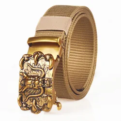 Men Outdoor Hunting Camouflage Waist Strap Fashion Dragon Automatic Buckle Tactical Belt for Male Jeans Canvas Waistband