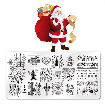 

BeautyBigBang Christmas Stamping Plates Winter Theme Snowman Socks Image Mold Stainless Steel Stamp Nail Art Stamping Template