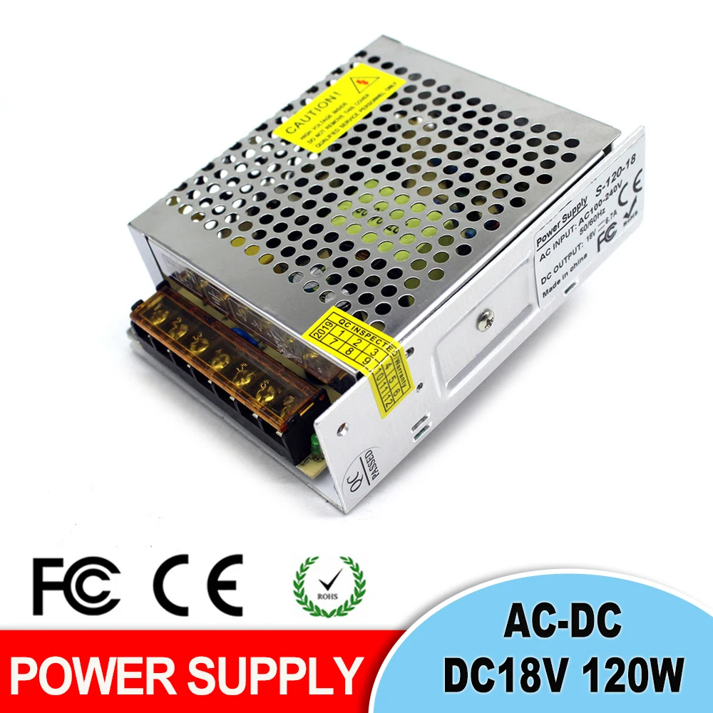 Универсальный DC18V 6.7A 120W Регулируемый переключатель питания Трансформаторы 110V 220V