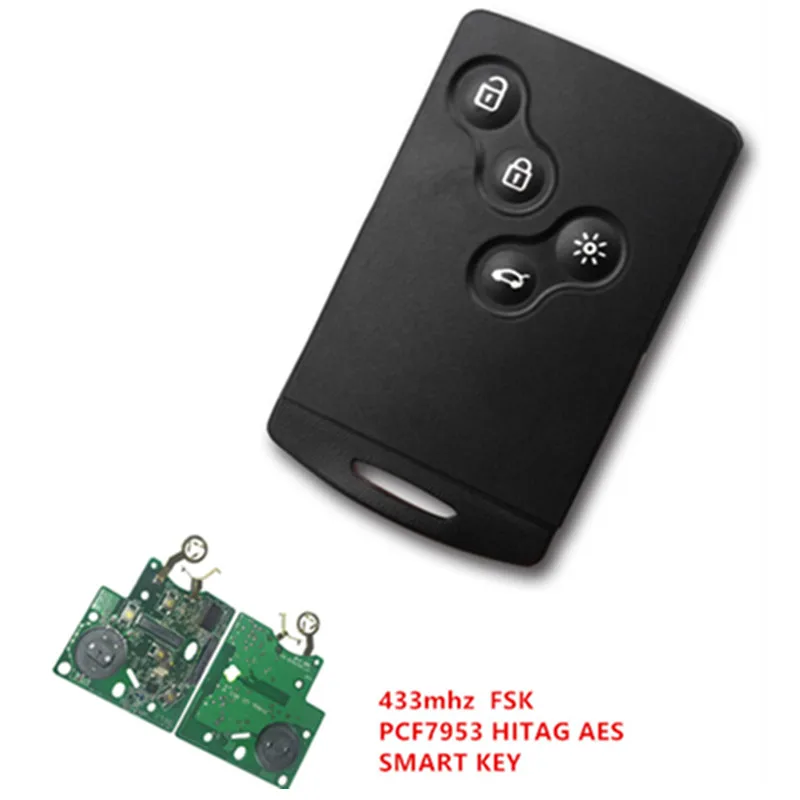 Смарт ключ без ключа 4 кнопки дистанционный 434 МГц чип Hitag AES pcf7953 7953 для Renault Clio IV clio