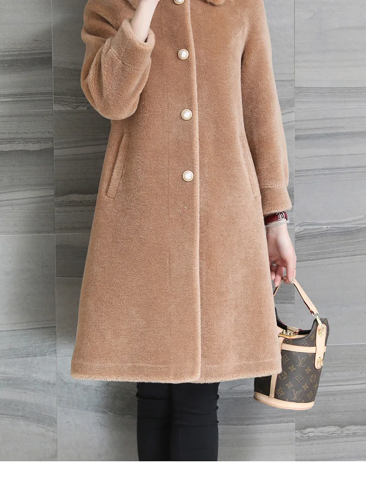 Пальто с натуральным мехом, Осень-зима, женская Норковая куртка с воротником, овчина, мех, шерсть, пальто, женские корейские винтажные куртки