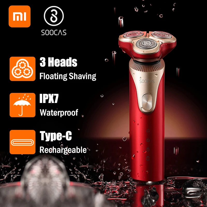 Xiaomi SOOCAS S3 мужская электробритва Mijia 3D бритва для бороды type-C перезаряжаемая электробритва с подарочной коробкой Рождественская