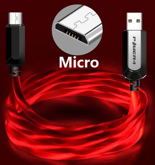 Power4 светильник type-C USB кабель зарядное устройство для iPhone Быстрая зарядка 3,0 светящиеся микро-usb кабели для светильник ing/Redmi/samsung - Цвет: Micro-Red