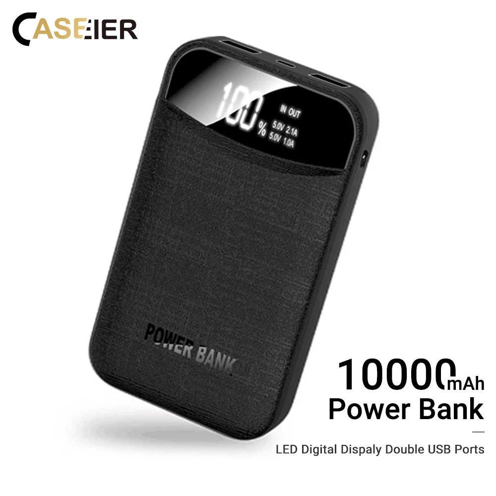 CASEIER Power Bank For iPhone Xiaomi Mini Pover Bank 10000mAh LED Display Powerbank External Battery Poverbank Fast Charging
