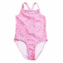 Цельный купальный костюм для девочек розовый купальный костюм для маленьких девочек от 2 до 11 лет с рисунком мороженого, Детская летняя пляжная одежда Детский купальник