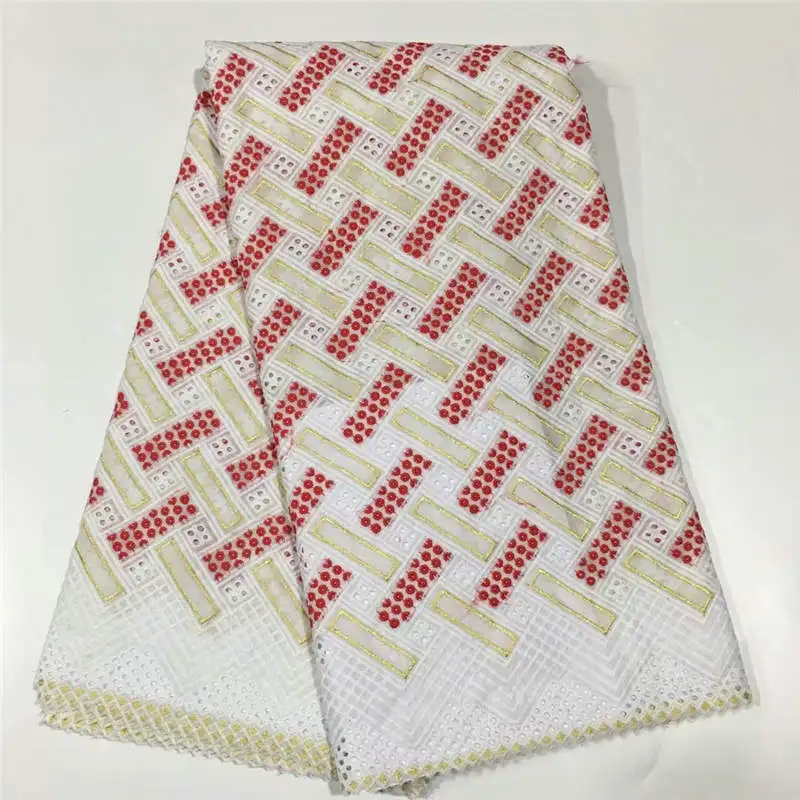 Высокое качество Африканская Хлопковая Кружевная Ткань 5 ярдов вышитая кружевная ткань для африканского свадебного платья! LCF1228