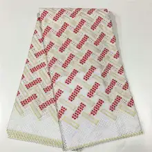 Высокое качество Африканская Хлопковая Кружевная Ткань 5 ярдов вышитая кружевная ткань для африканского свадебного платья! LCF1228