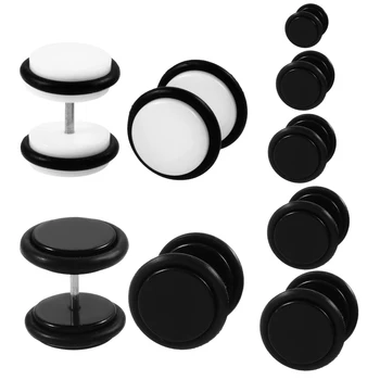 

2pcs/lot Acrylic Fake Cheater Ear Plugs and Tunnels Black White Earring Gauges Cheater Stretcher Piercings Body Jewelry 6/8/10mm
