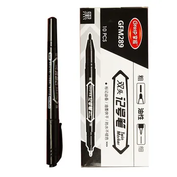 

Master Gfc291 Small Double Headed Oily Marking Pen Mark Pen Children Painted Line Drawing Pen Black and White with Pattern Marki