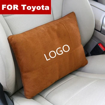 

Suede Fabric Car Seat Back Waist Pillow Lumbar Support Rest Pillow for Toyota logo Camry Land Cruiser rav4